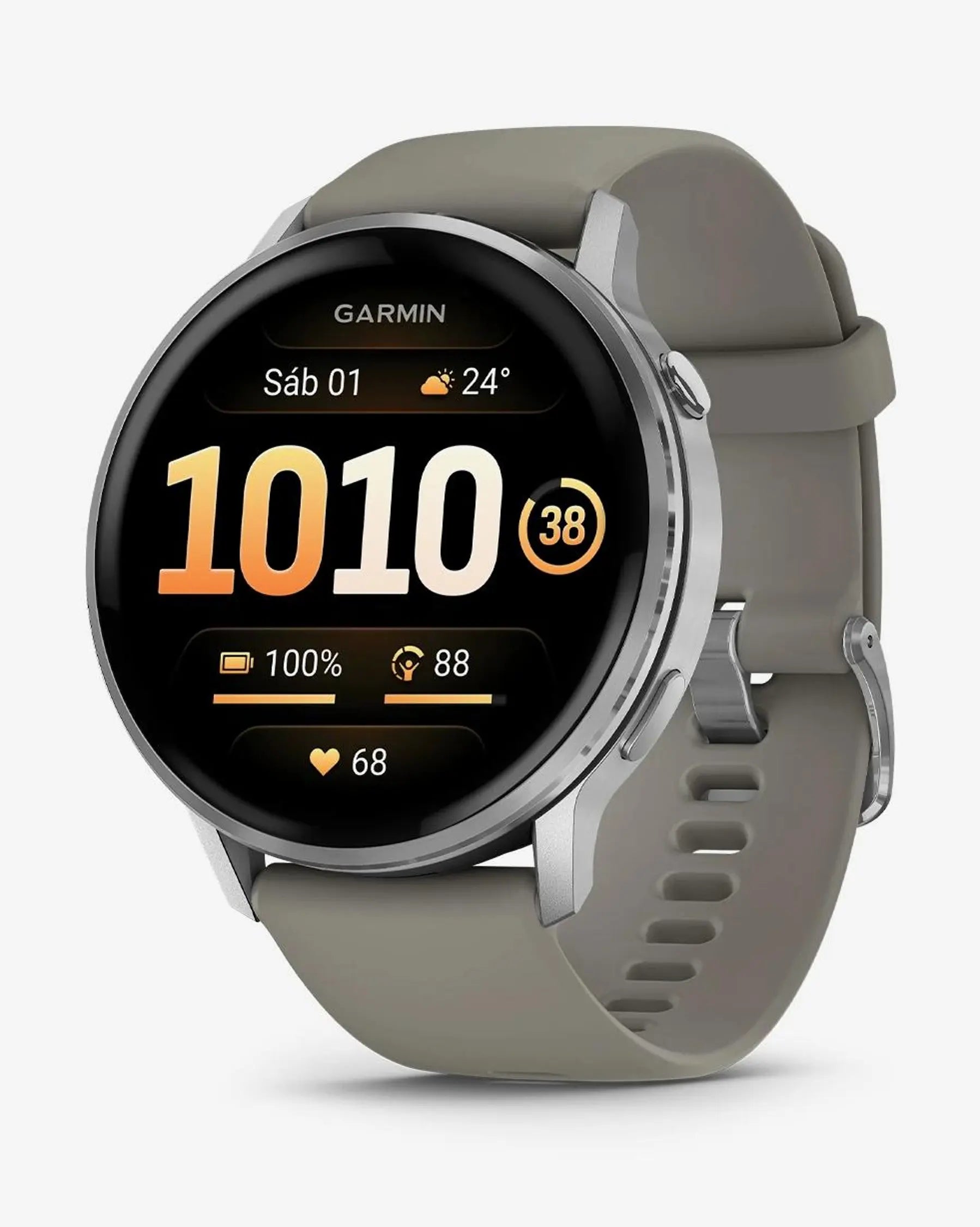 Garmin Venu 4 – 45 mm Silber mit grauem Armband