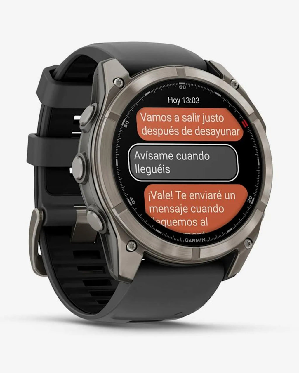 Garmin Fenix 8 Pro AMOLED Saphir 51 mm in Titangrau-Silber mit schwarz-grauem Armband