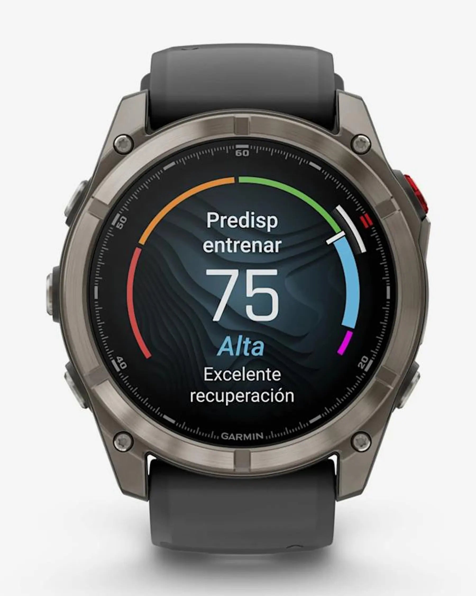 Garmin Fenix 8 Pro AMOLED Saphir 51 mm in Titangrau-Silber mit schwarz-grauem Armband