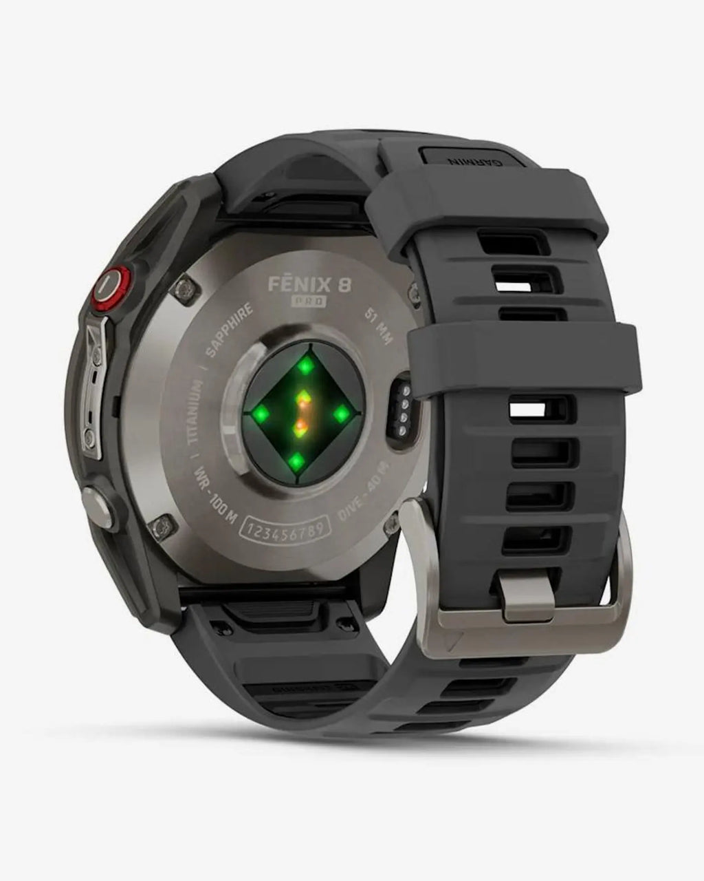Garmin Fenix 8 Pro AMOLED Saphir 51 mm in Titangrau-Silber mit schwarz-grauem Armband