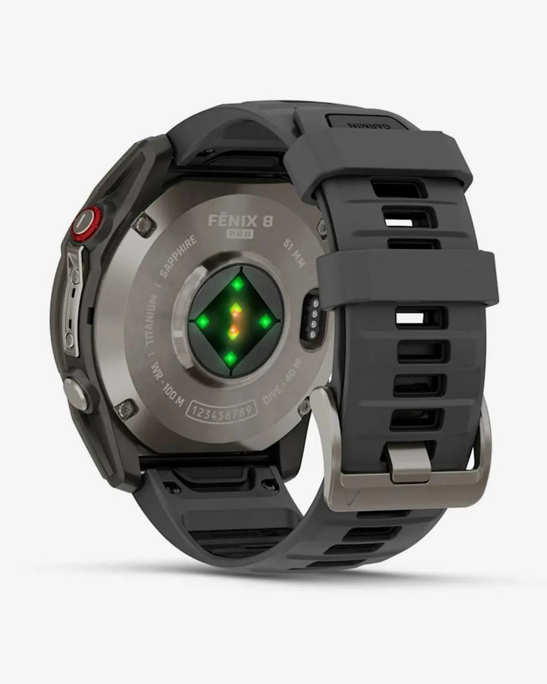 Garmin Fenix 8 Pro AMOLED Saphir 51 mm in Titangrau-Silber mit schwarz-grauem Armband