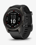 Garmin Fenix 7S Pro Saphir Solar Titan Carbon Grau Schwarzes Armband