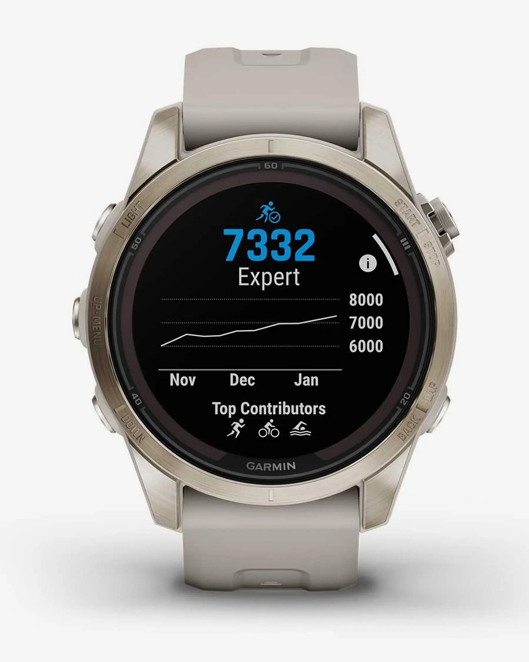 Garmin Fenix 7S Pro Sapphire Solar Gold mit beigem Armband