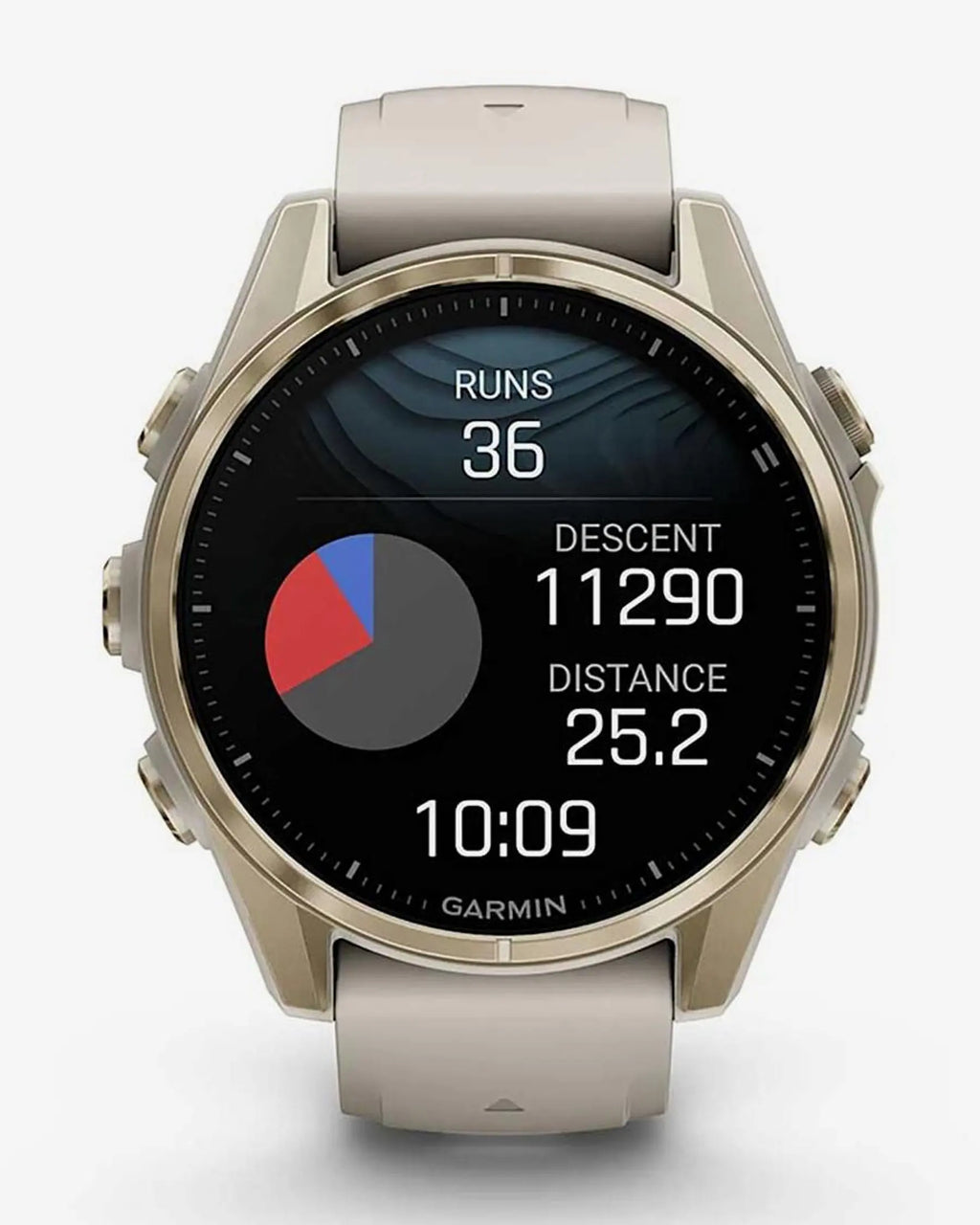 Garmin Fenix 8 AMOLED Saphirglas 43 mm Gold mit beigem Armband
