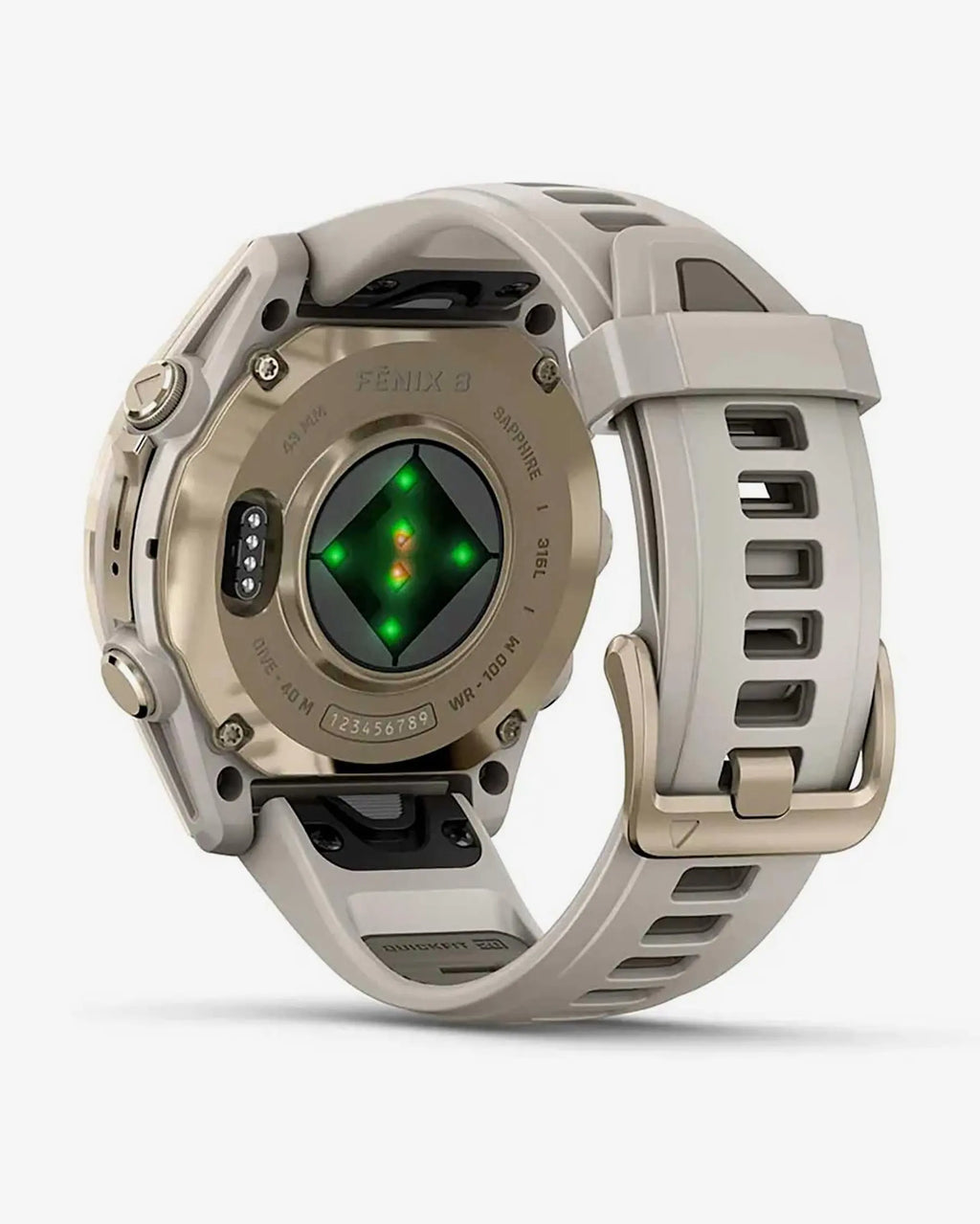 Garmin Fenix 8 AMOLED Saphirglas 43 mm Gold mit beigem Armband