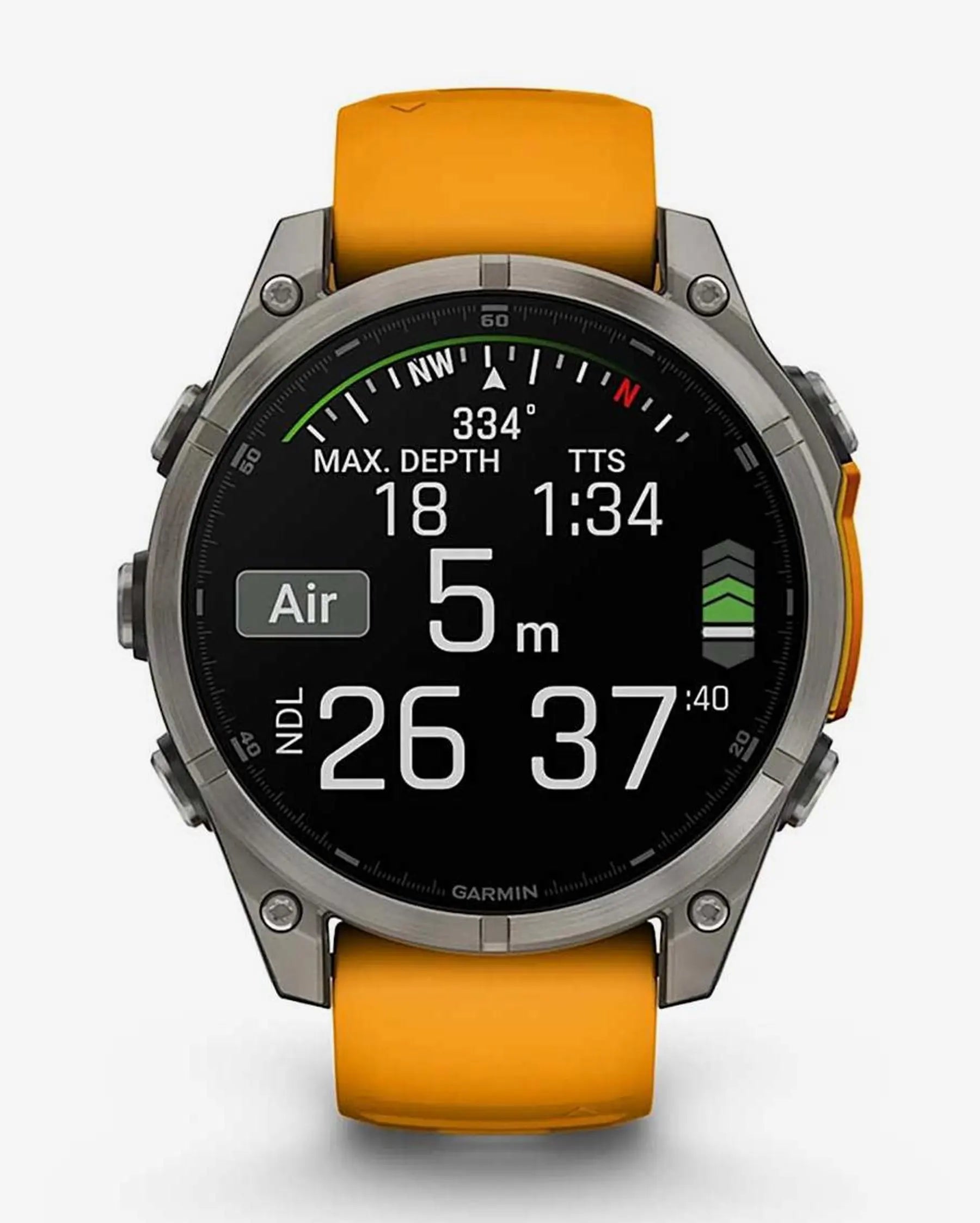 Garmin Fenix 8 AMOLED Saphir 47 mm Titan Silber Orange Armband