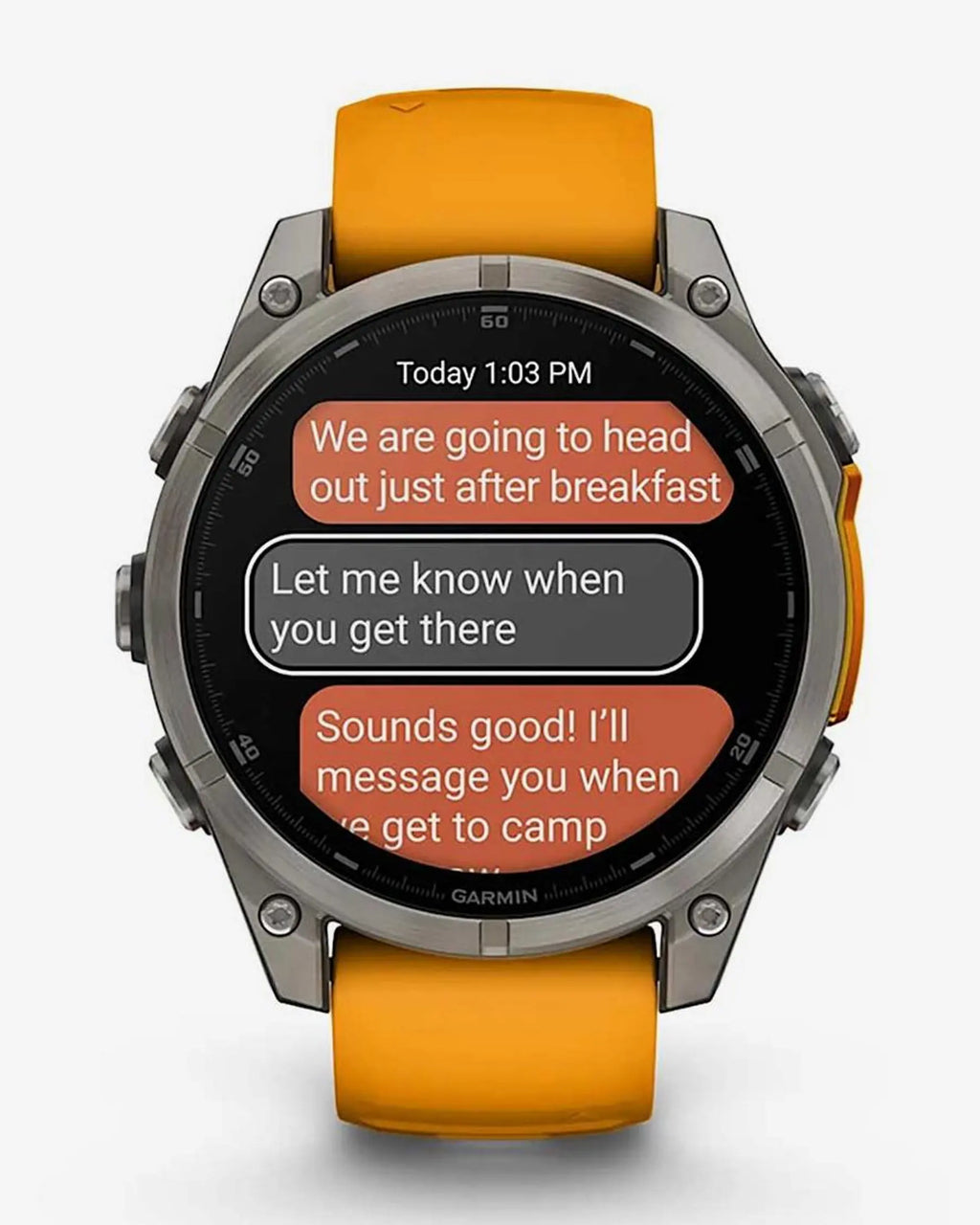 Garmin Fenix 8 AMOLED Saphir 47 mm Titan Silber Orange Armband