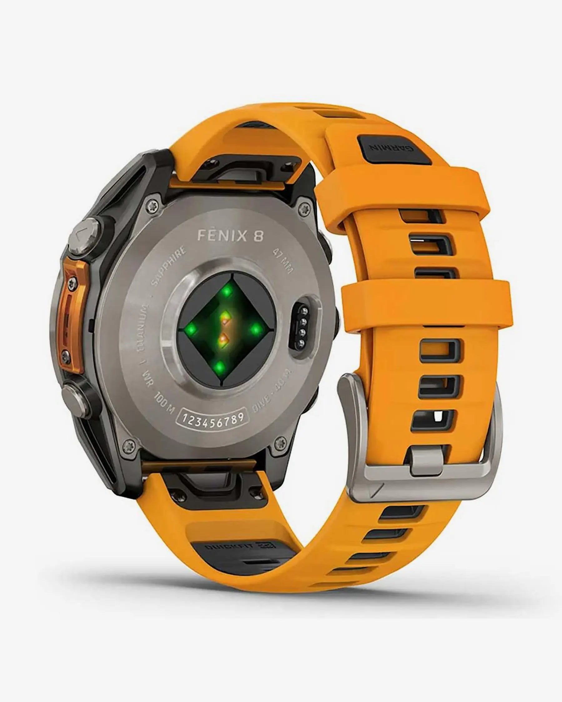Garmin Fenix 8 AMOLED Saphir 47 mm Titan Silber Orange Armband