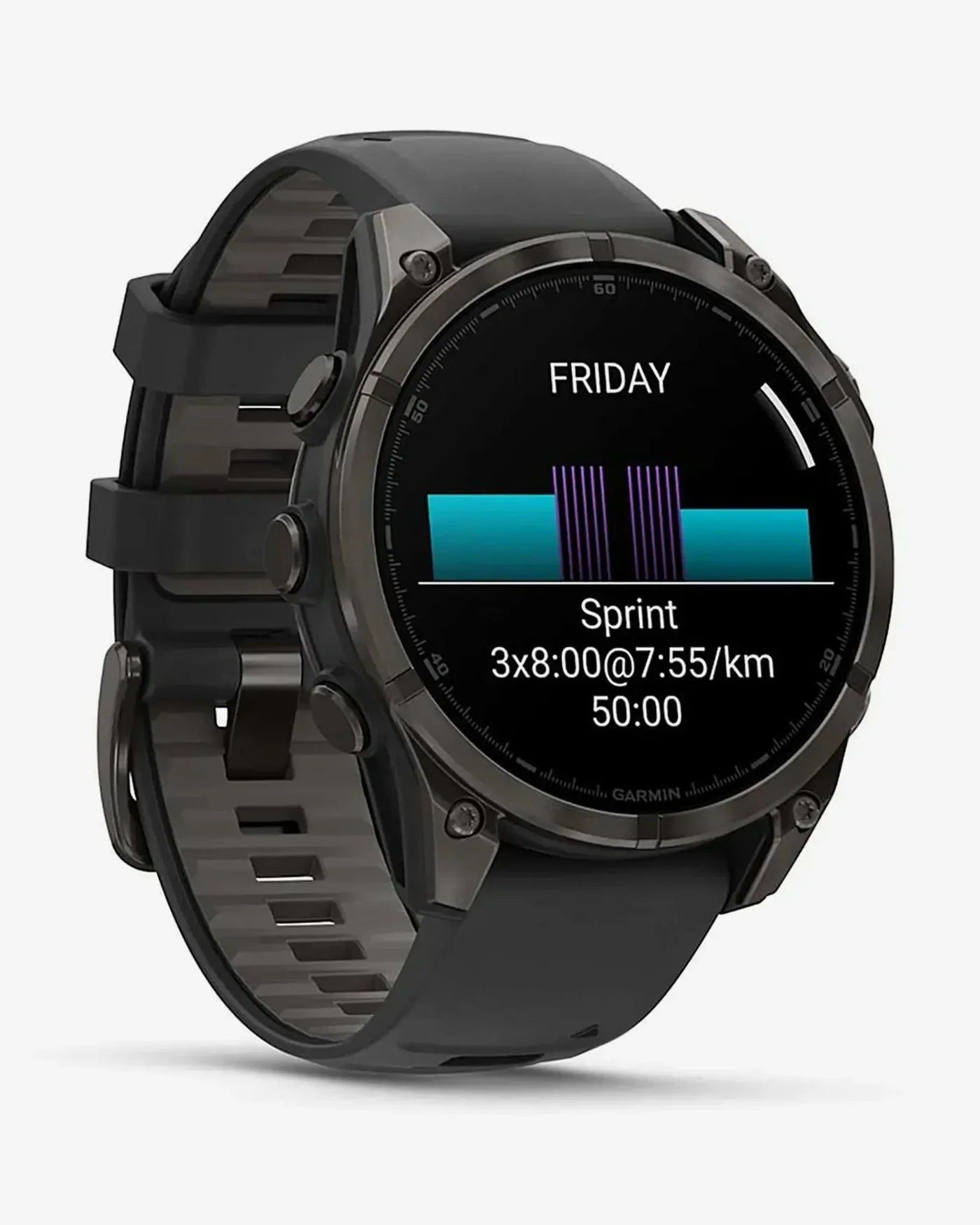 Garmin Fenix 8 AMOLED Saphir 47 mm Titanium Carbon Grau Schwarzes Armband