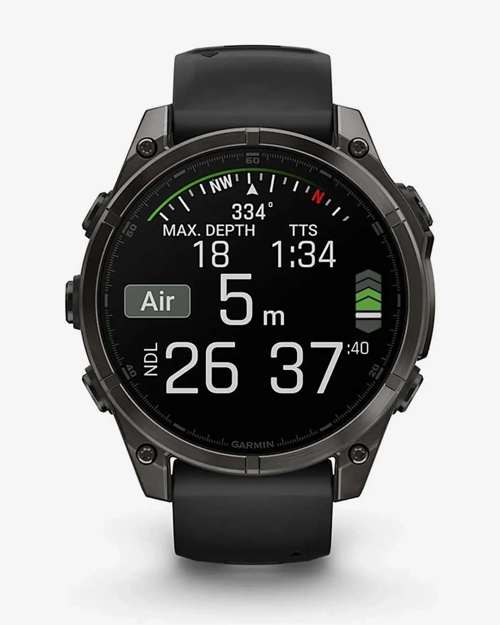 Garmin Fenix 8 AMOLED Saphir 47 mm Titanium Carbon Grau Schwarzes Armband