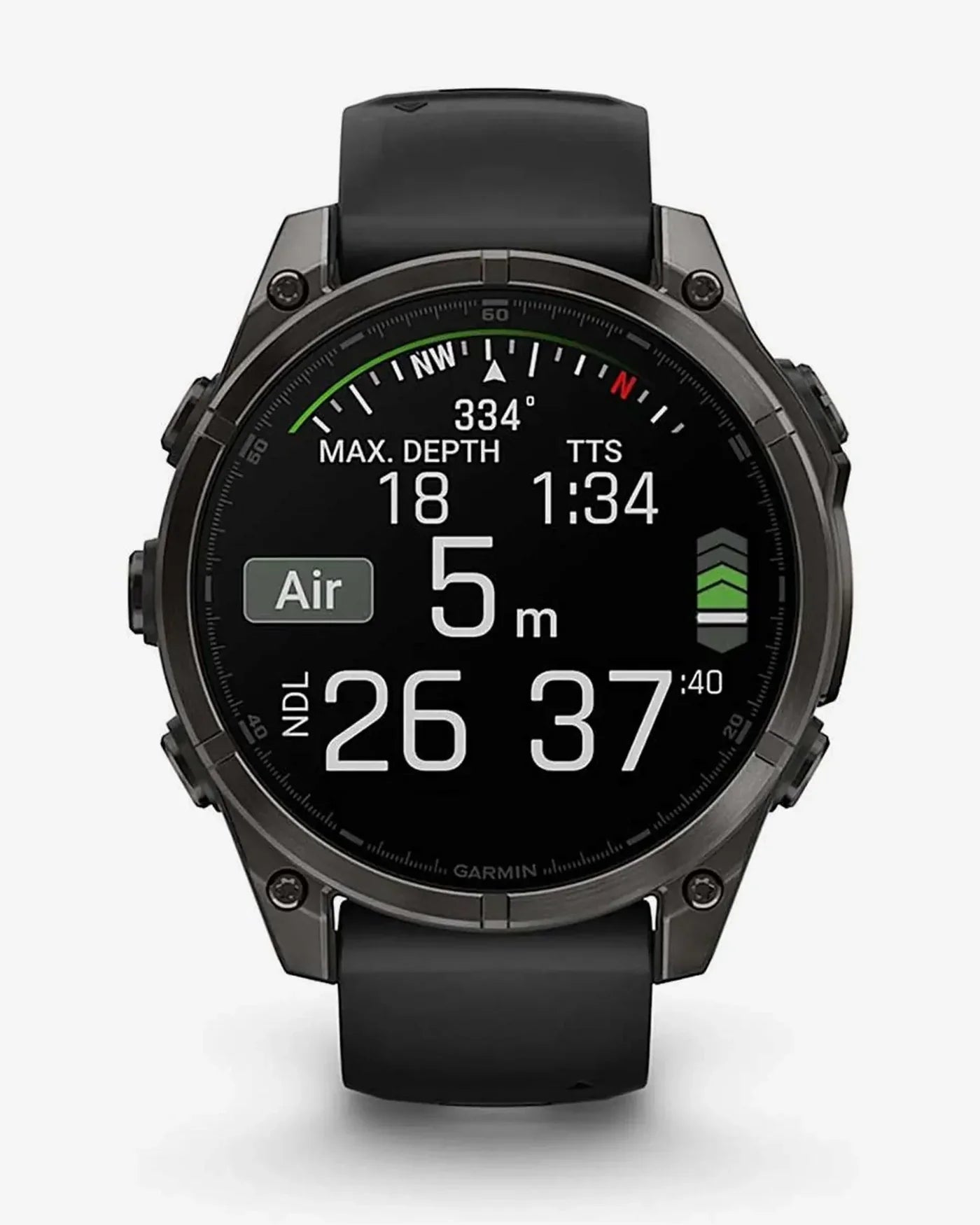 Garmin Fenix 8 AMOLED Saphir 47 mm Titanium Carbon Grau Schwarzes Armband
