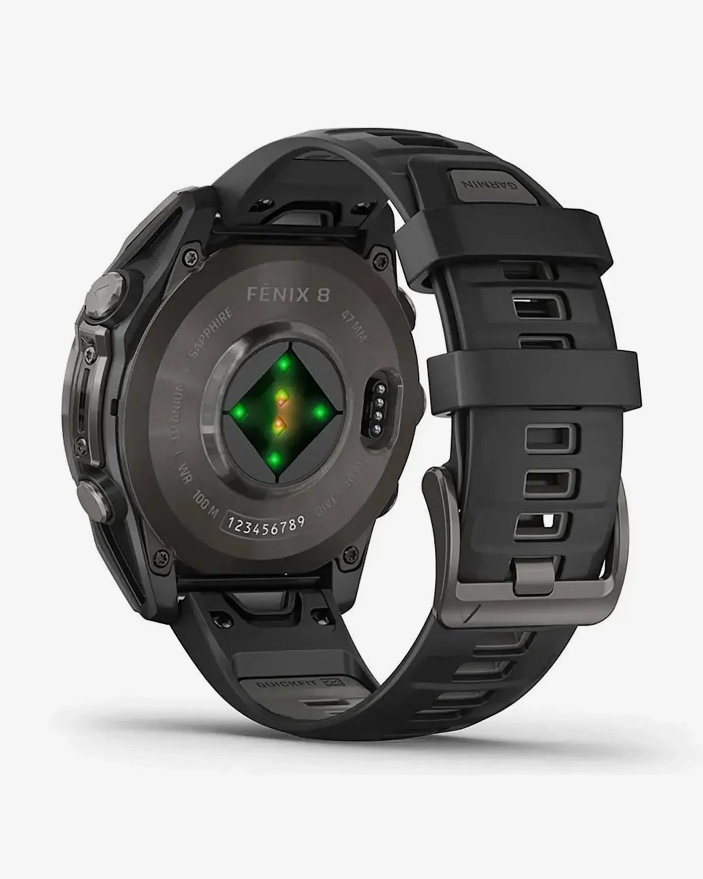 Garmin Fenix 8 AMOLED Saphir 47 mm Titanium Carbon Grau Schwarzes Armband