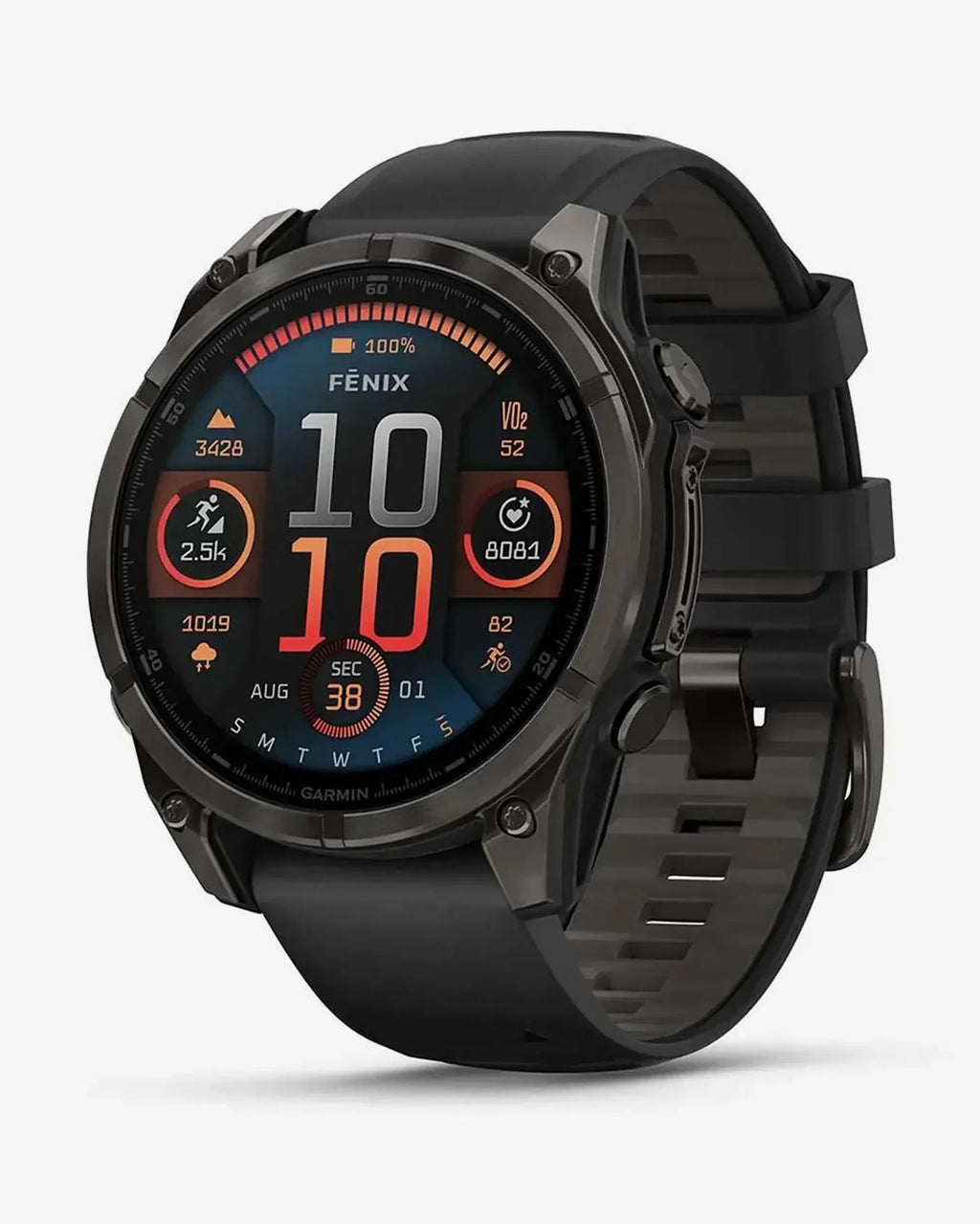 Garmin Fenix 8 AMOLED Saphir 47 mm Titanium Carbon Grau Schwarzes Armband