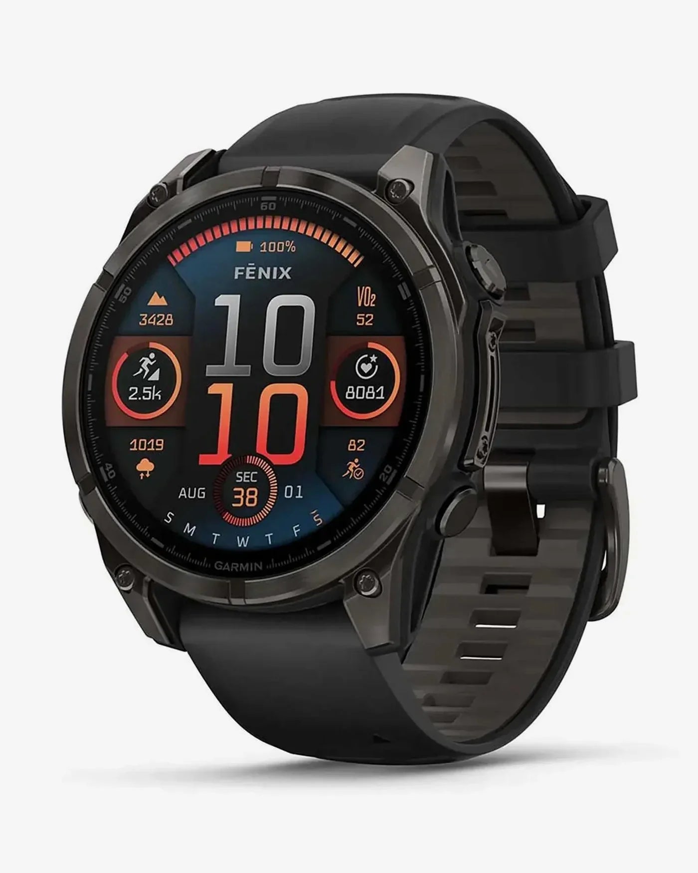 Garmin Fenix 8 AMOLED Saphir 47 mm Titanium Carbon Grau Schwarzes Armband