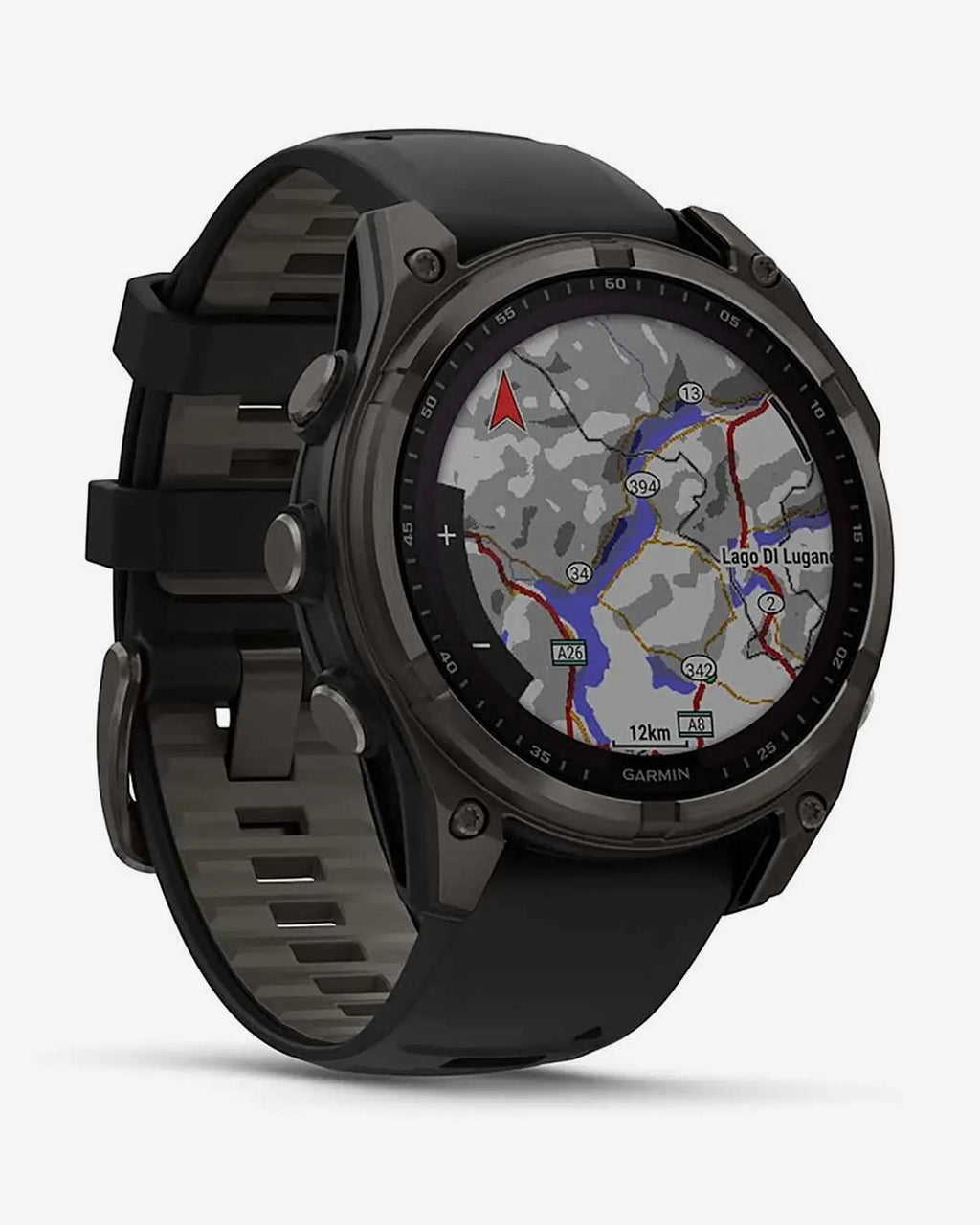 Garmin Fenix 8 Sapphire Solar 47 mm Titan Carbon Grau Schwarzes Armband