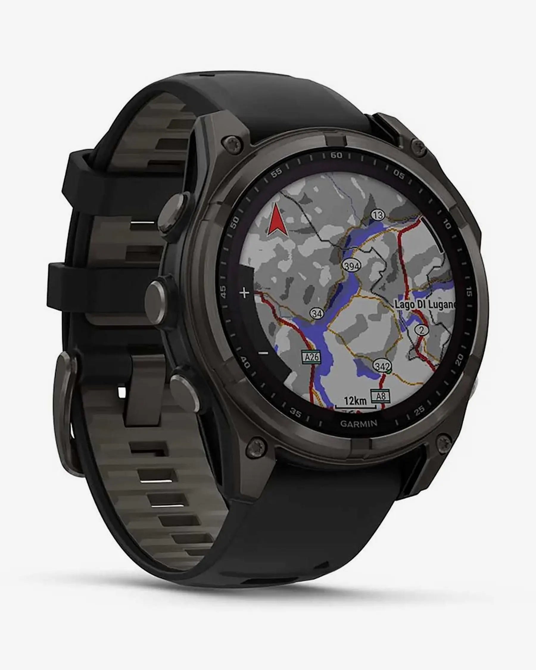 Garmin Fenix 8 Sapphire Solar 47 mm Titan Carbon Grau Schwarzes Armband