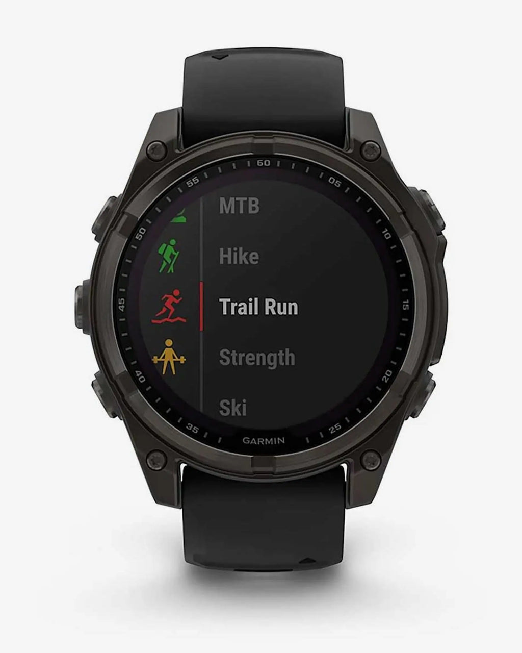 Garmin Fenix 8 Sapphire Solar 47 mm Titan Carbon Grau Schwarzes Armband
