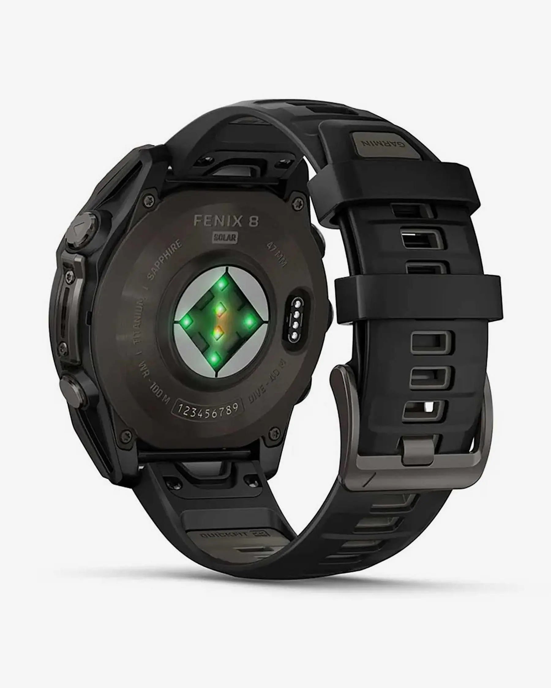 Garmin Fenix 8 Sapphire Solar 47 mm Titan Carbon Grau Schwarzes Armband