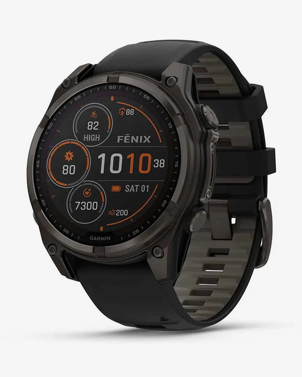 Garmin Fenix 8 Sapphire Solar 47 mm Titan Carbon Grau Schwarzes Armband