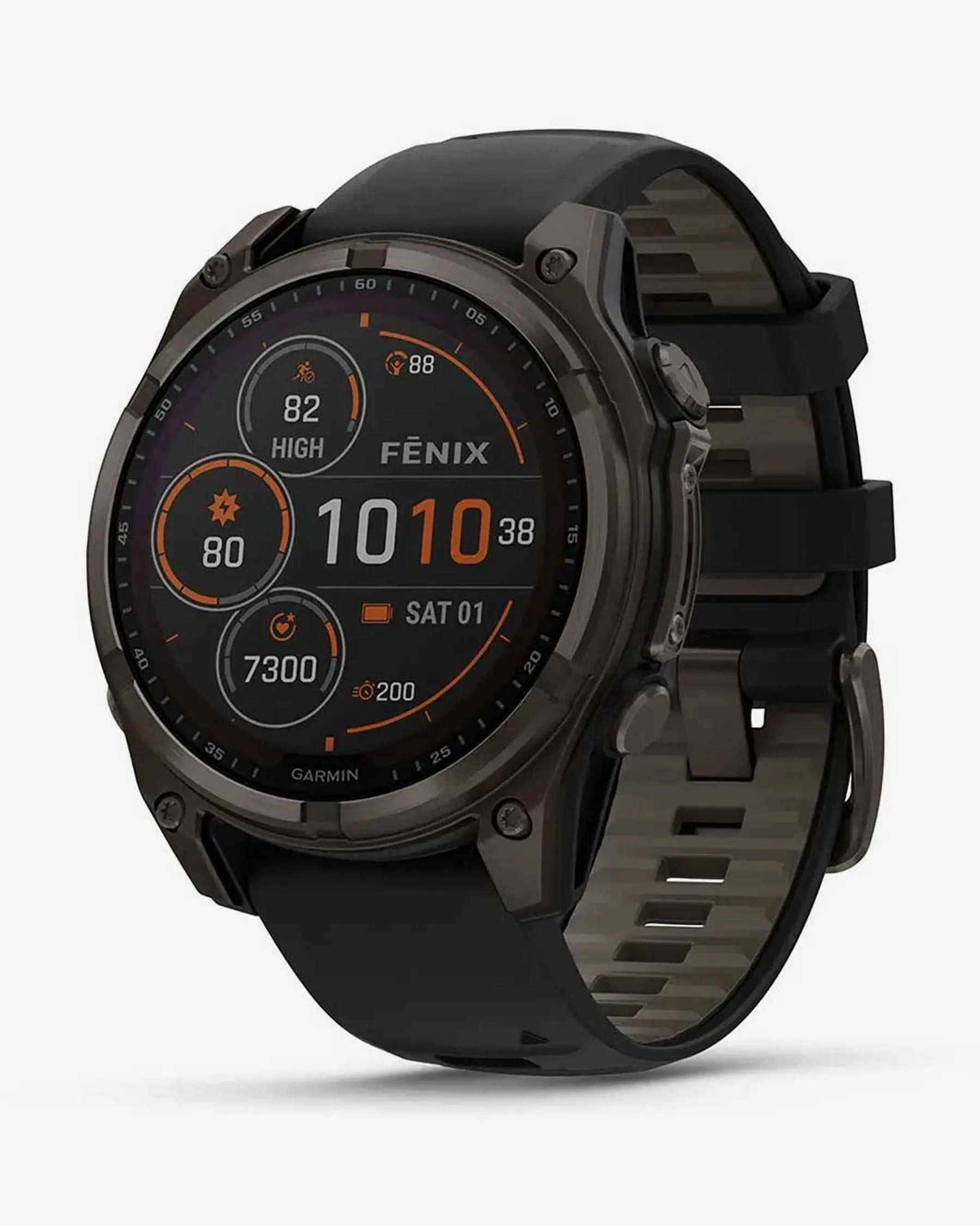 Garmin Fenix 8 Sapphire Solar 47 mm Titan Carbon Grau Schwarzes Armband