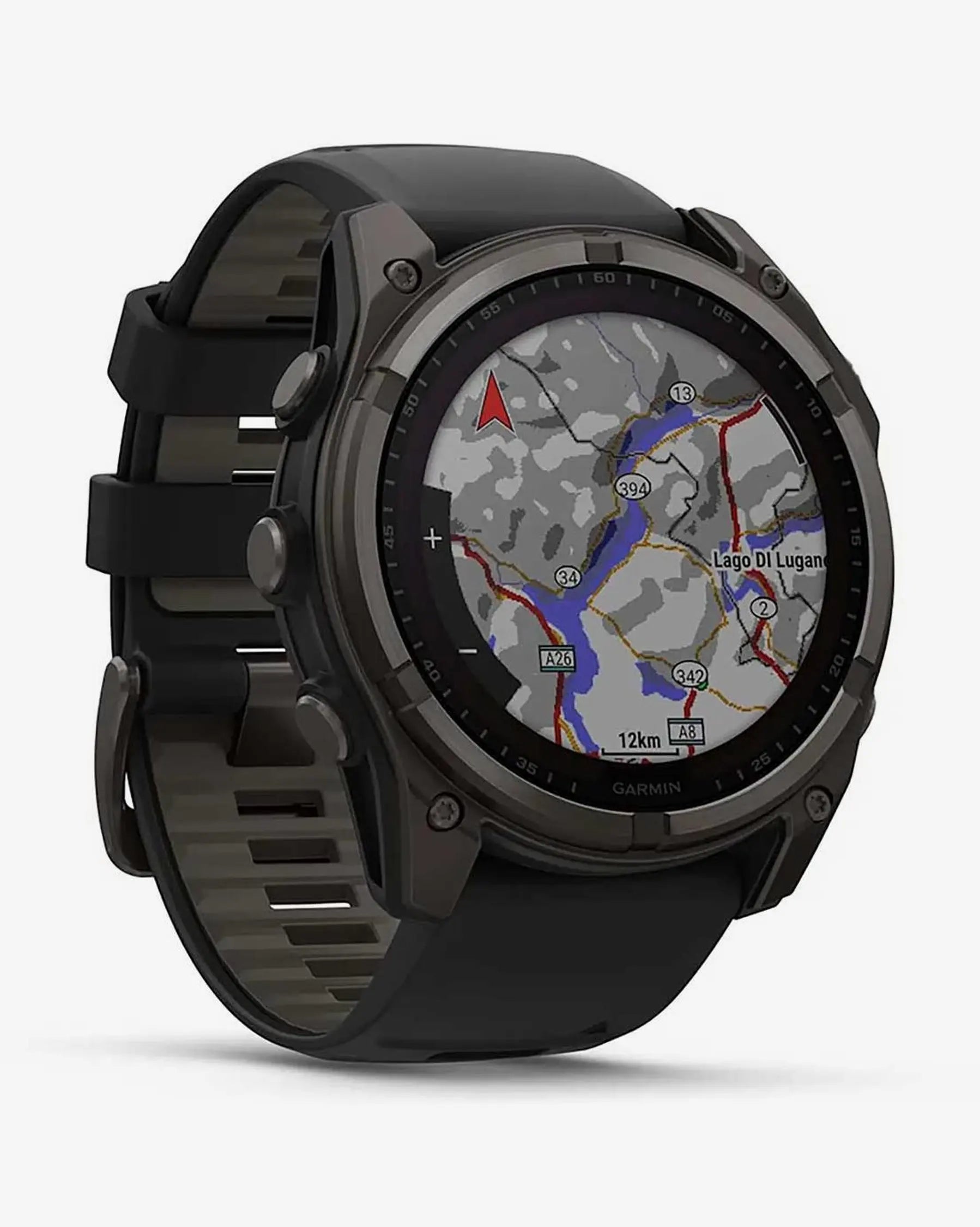 Garmin Fenix 8 Sapphire Solar 51 mm Titan Carbon Grau Schwarzes Armband