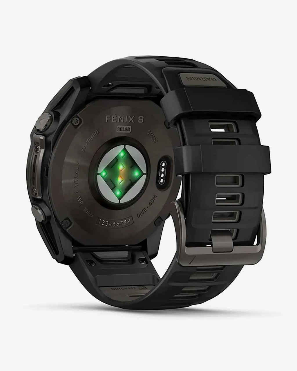 Garmin Fenix 8 Sapphire Solar 51 mm Titan Carbon Grau Schwarzes Armband