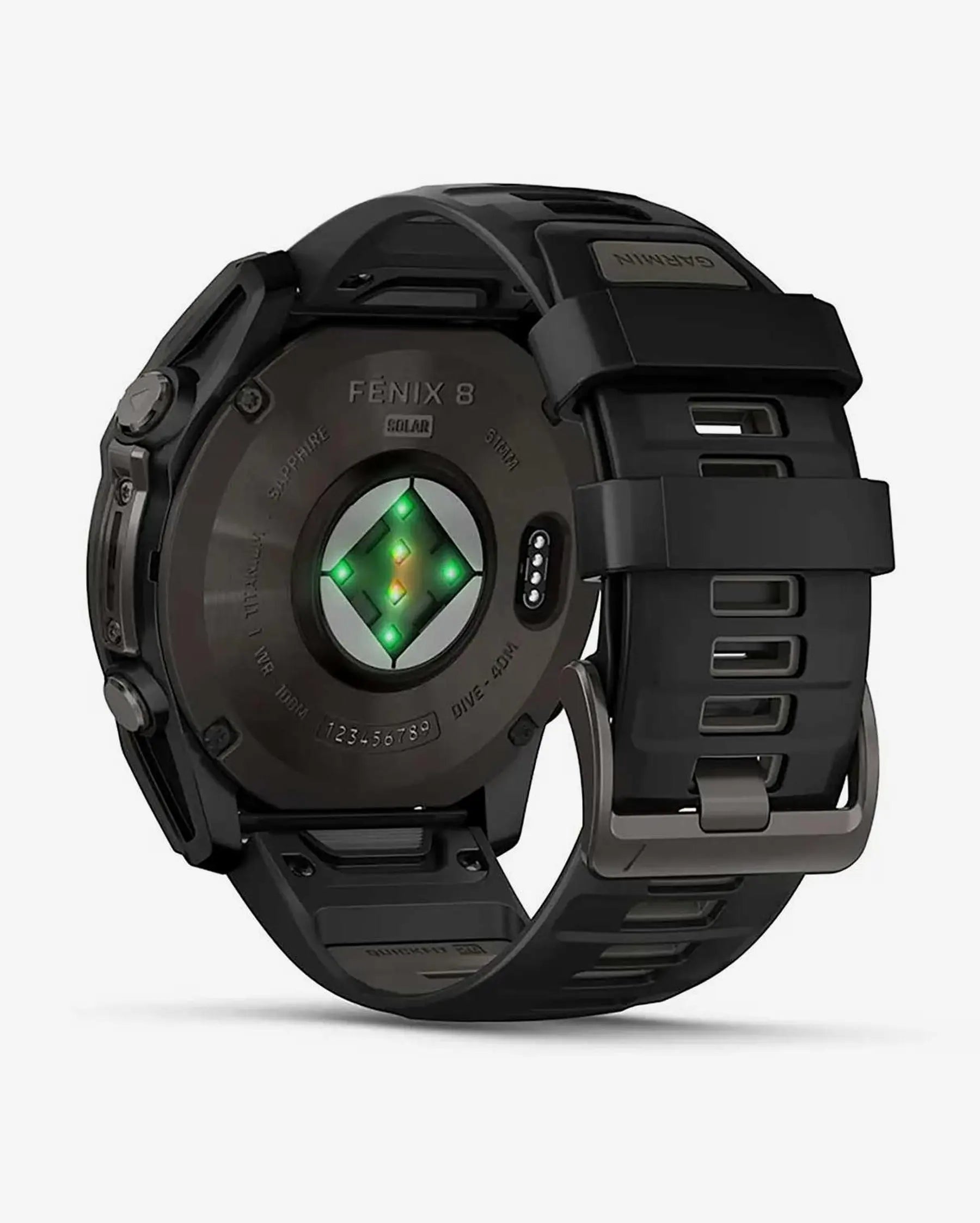 Garmin Fenix 8 Sapphire Solar 51 mm Titan Carbon Grau Schwarzes Armband