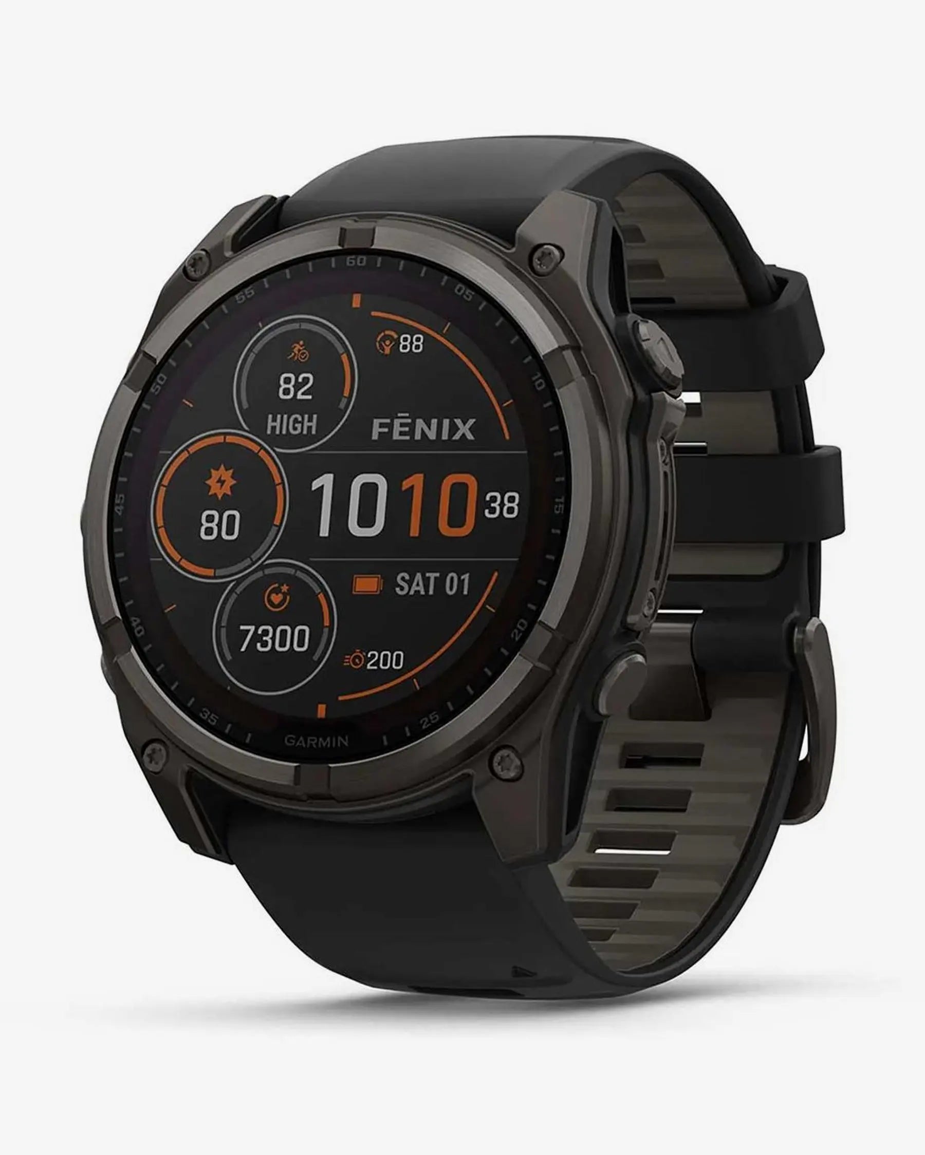 Garmin Fenix 8 Sapphire Solar 51 mm Titan Carbon Grau Schwarzes Armband