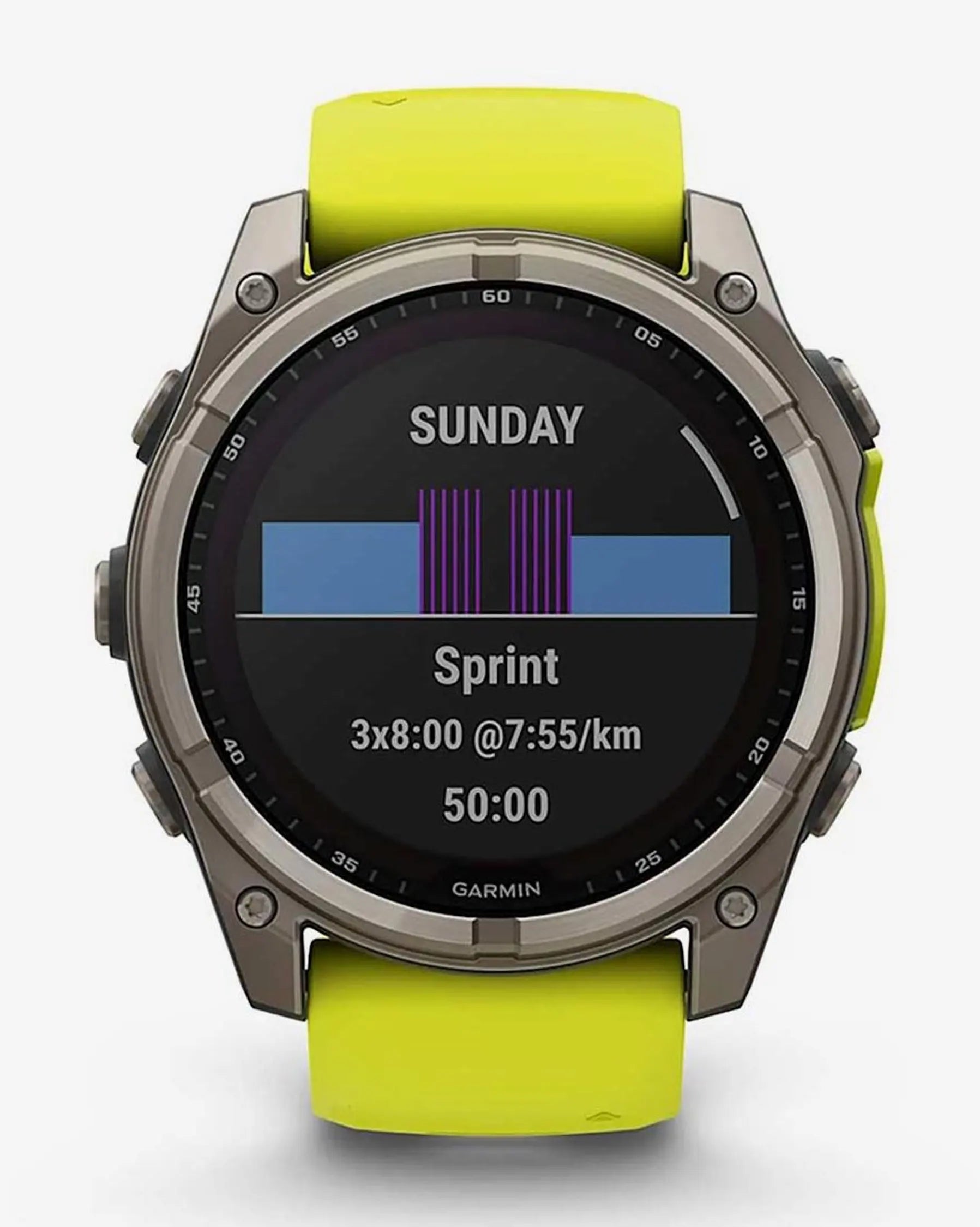 Garmin Fenix 8 Sapphire Solar 51 mm, Titangrau mit gelbem Armband