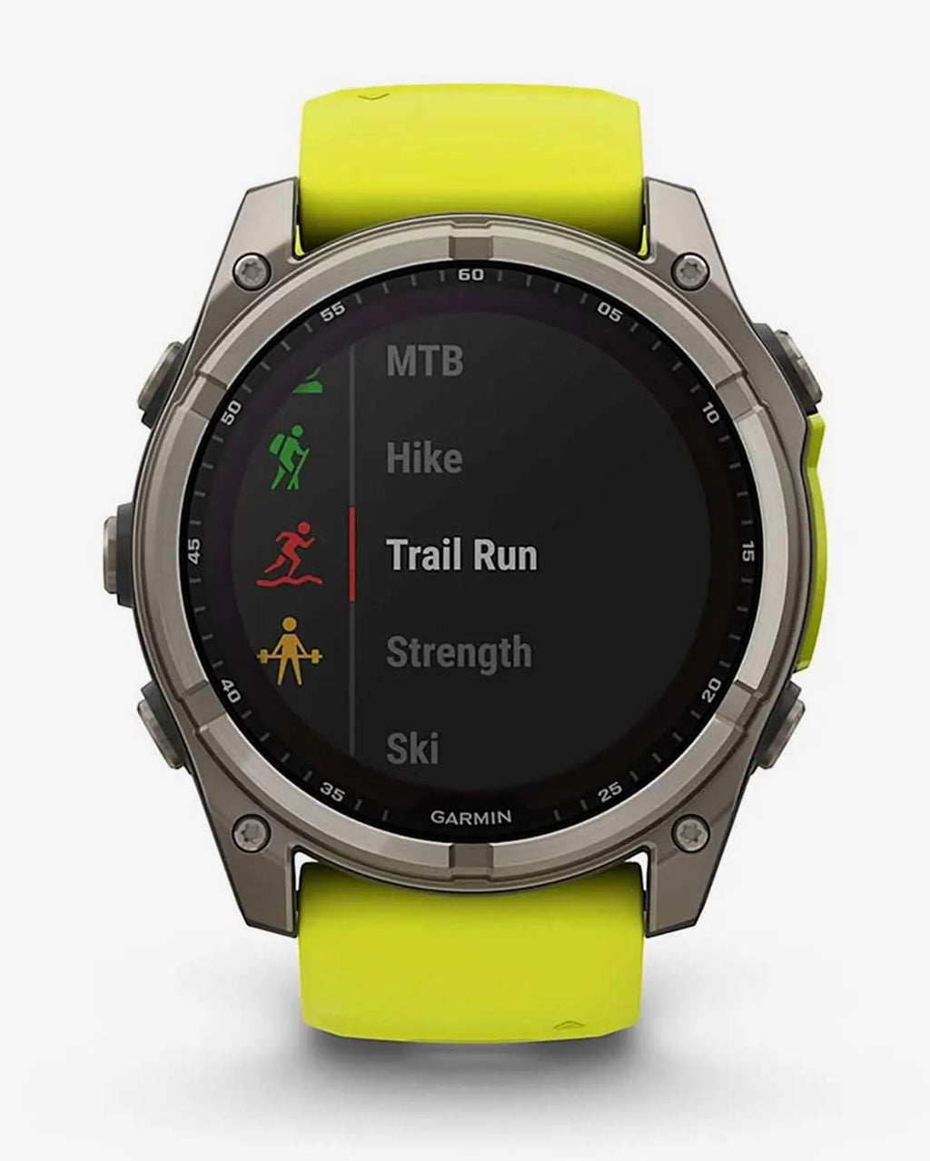 Garmin Fenix 8 Sapphire Solar 51 mm, Titangrau mit gelbem Armband