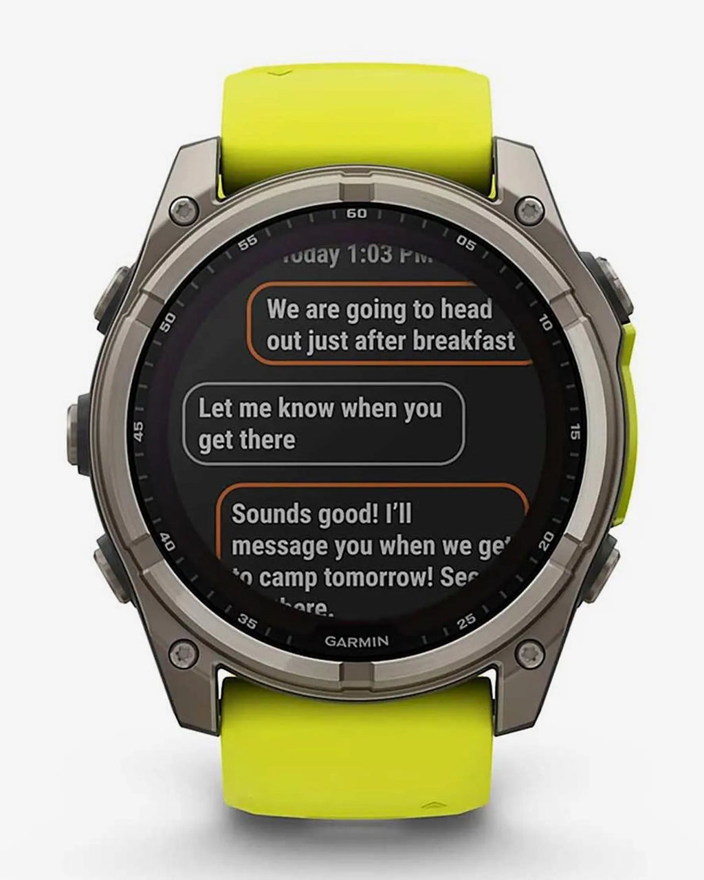 Garmin Fenix 8 Sapphire Solar 51 mm, Titangrau mit gelbem Armband