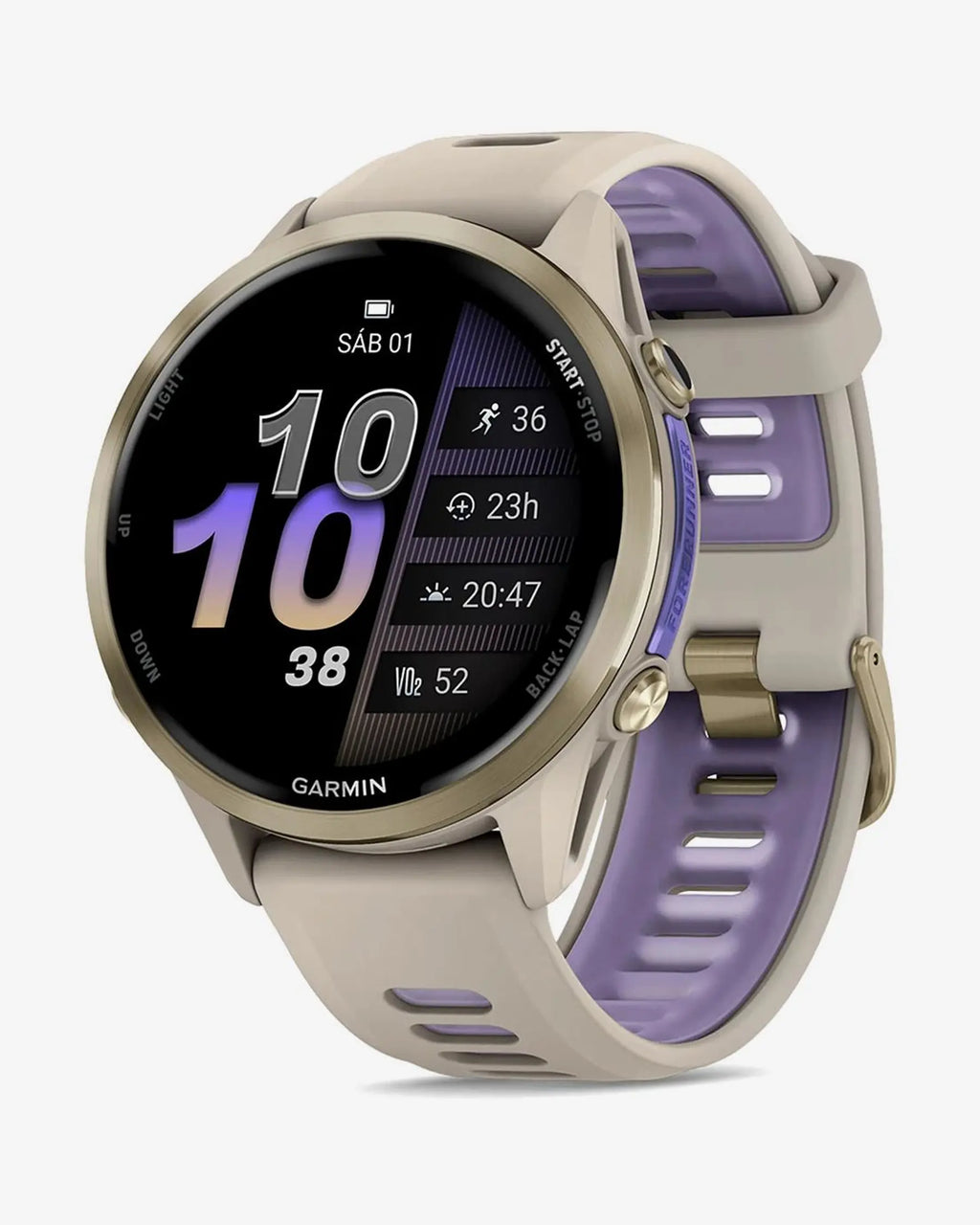 Garmin Forerunner 970 (Grau) mit grau-lila Armband