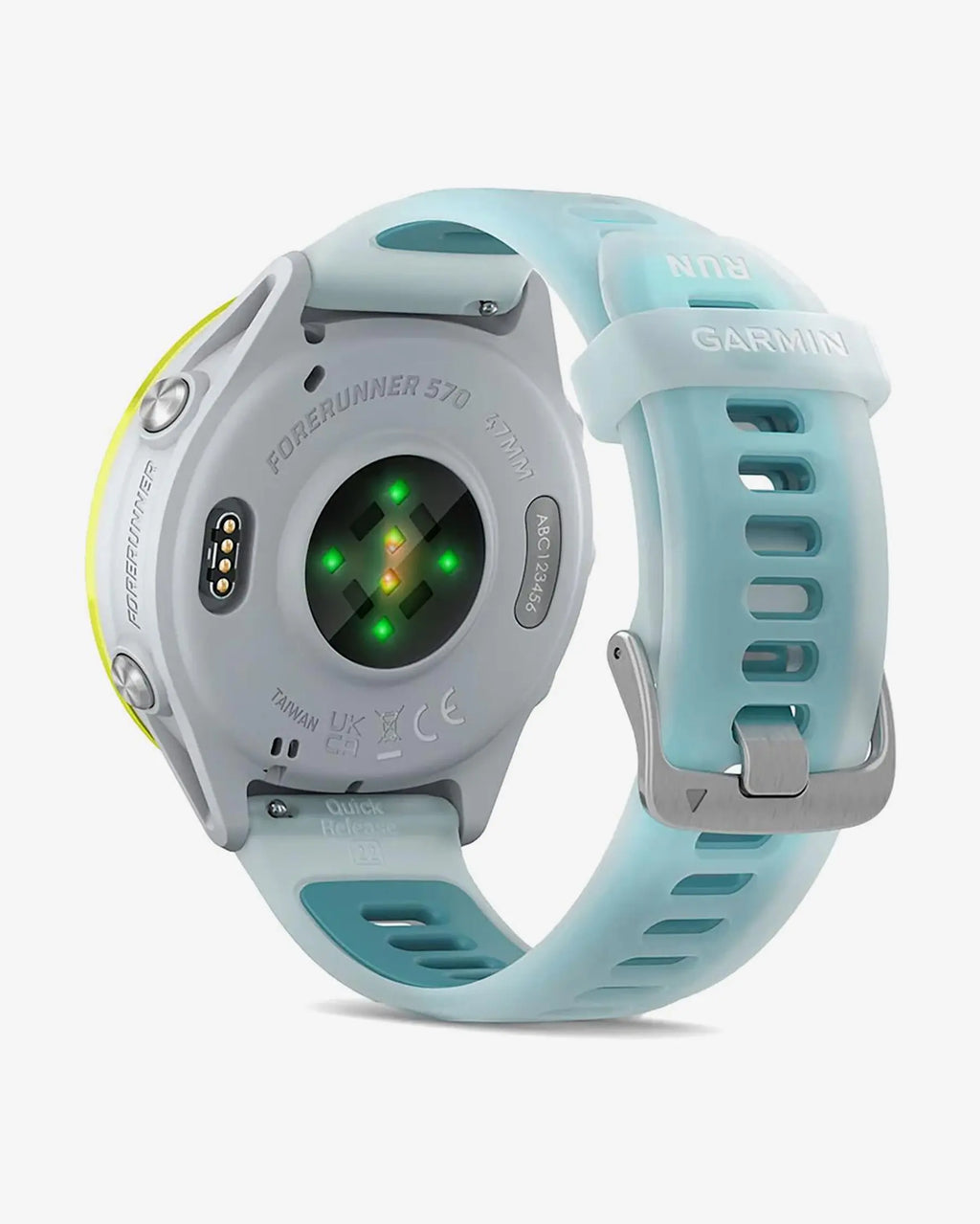 Garmin Forerunner 570 – 47 mm Gelb mit blau-weißem Armband