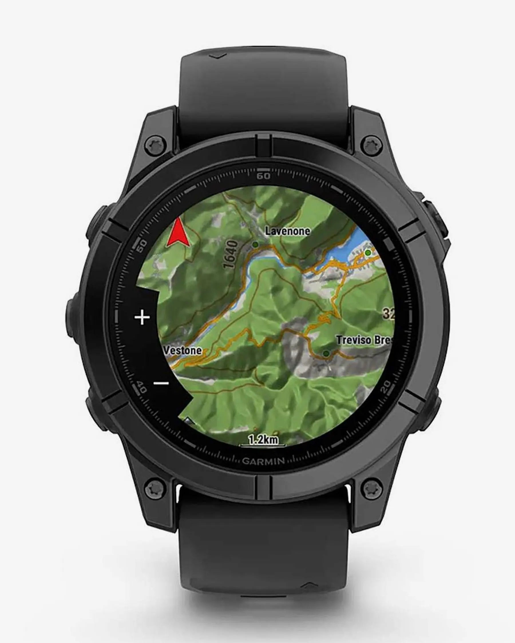 Garmin Fenix E, Edelstahl, 47 mm, Schiefergrau, schwarzes Armband